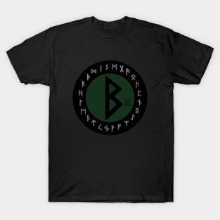 Green Berkana Futhark Rune Symbol T-Shirt